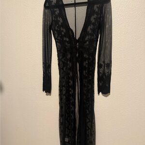 Black Sheer Lace Duster